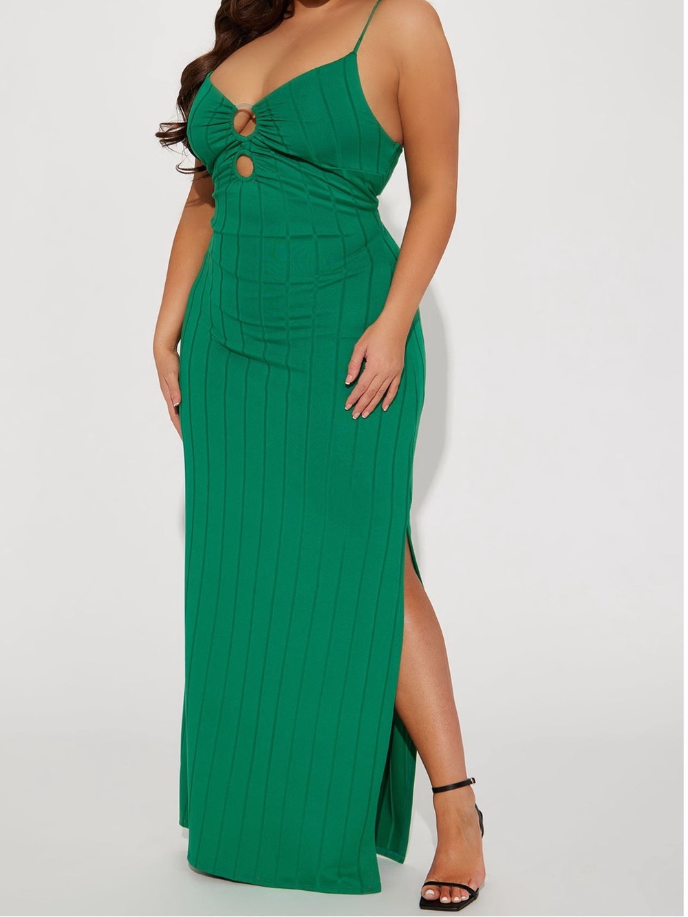 NWOT Fashion Nova Alexi Green Cutout High Slit Maxi Dress XL